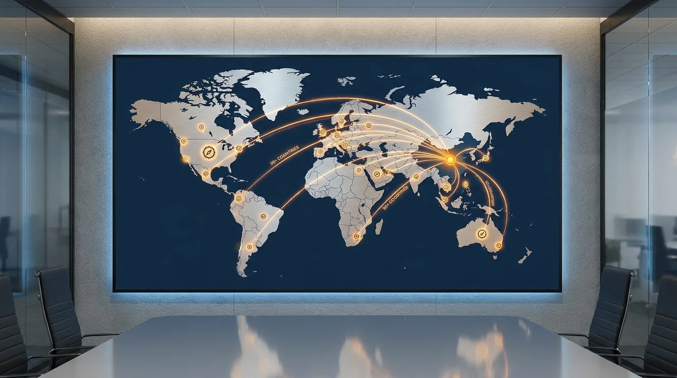World map showing CustomFishingWear partner brand shipping reach