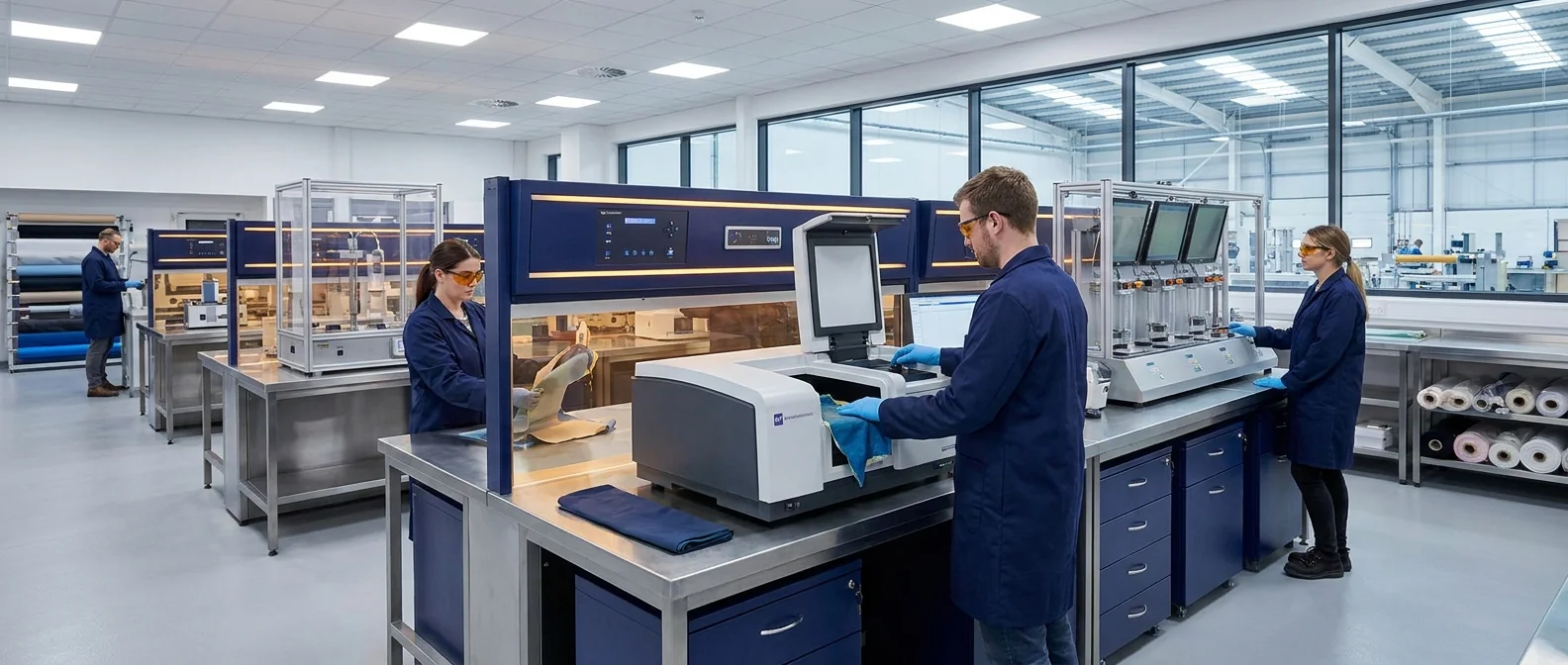 Fabric performance testing in a textile lab