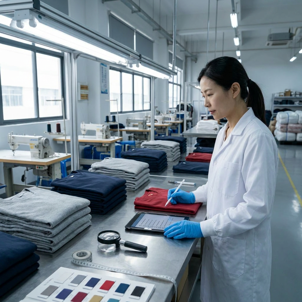 Clothing quality control checking station