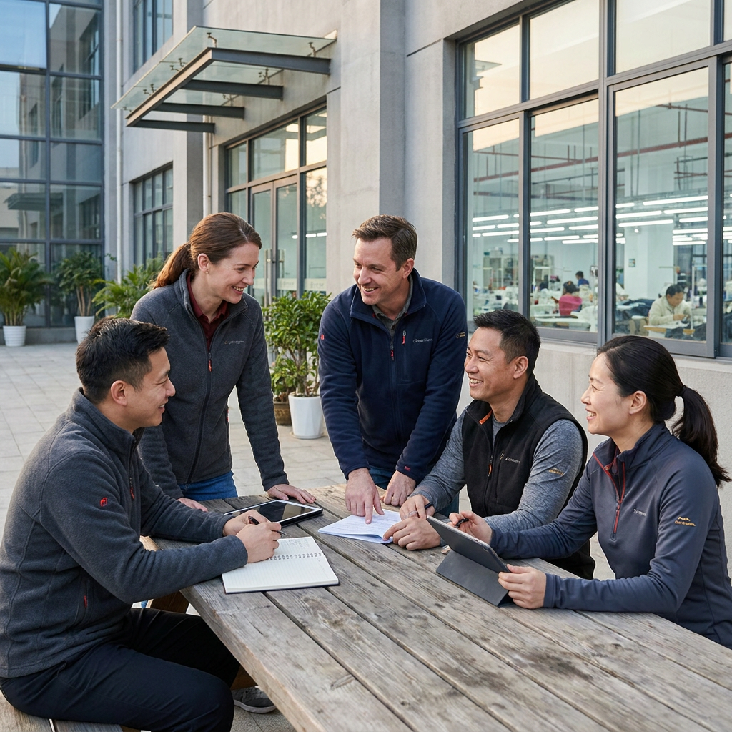 Factory office team meeting