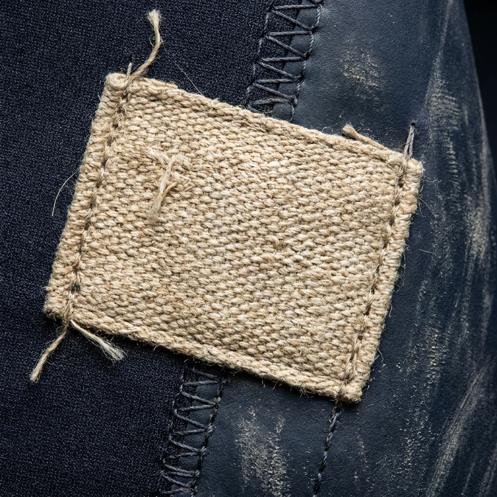 Custom woven brand label inside waterproof wader chest panel