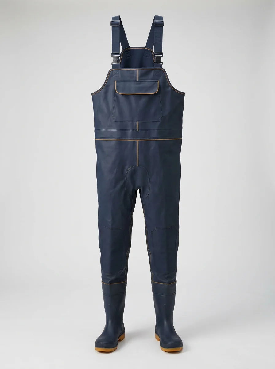 Wader body diagram highlighting six critical protection zones for waterproof construction