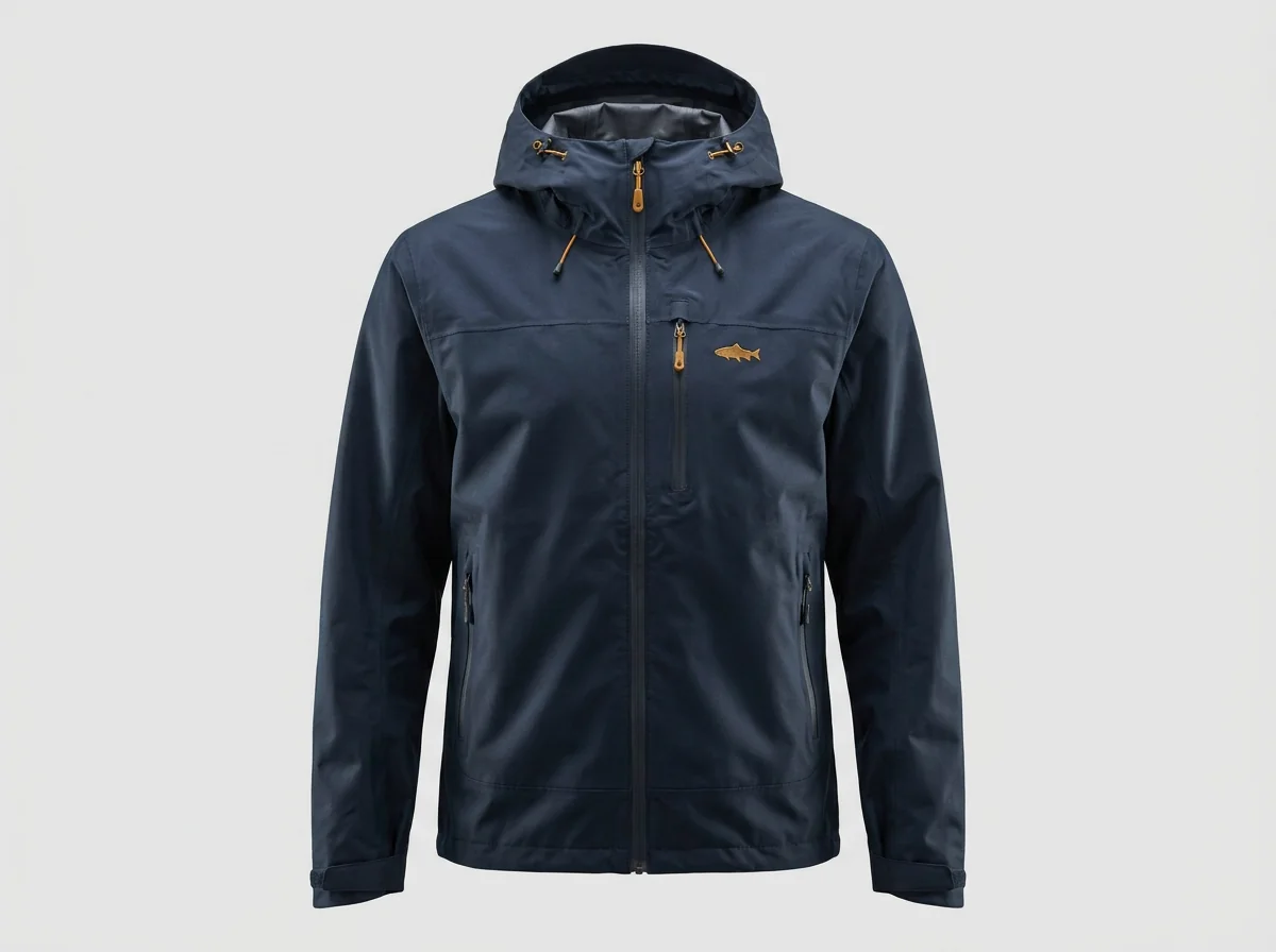 Custom fishing jackets as a shell layer over hoodies