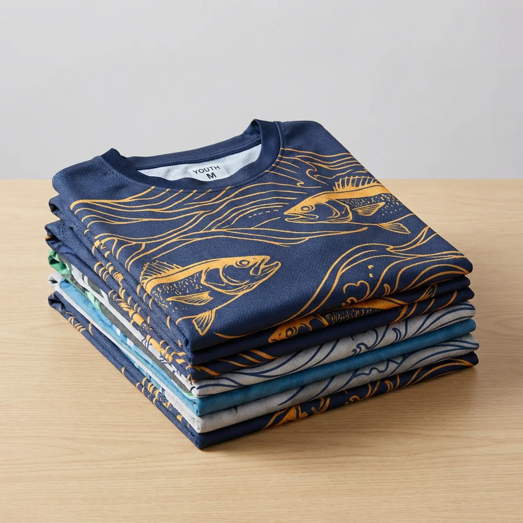 Youth tournament fishing jersey scaled for junior team rosters