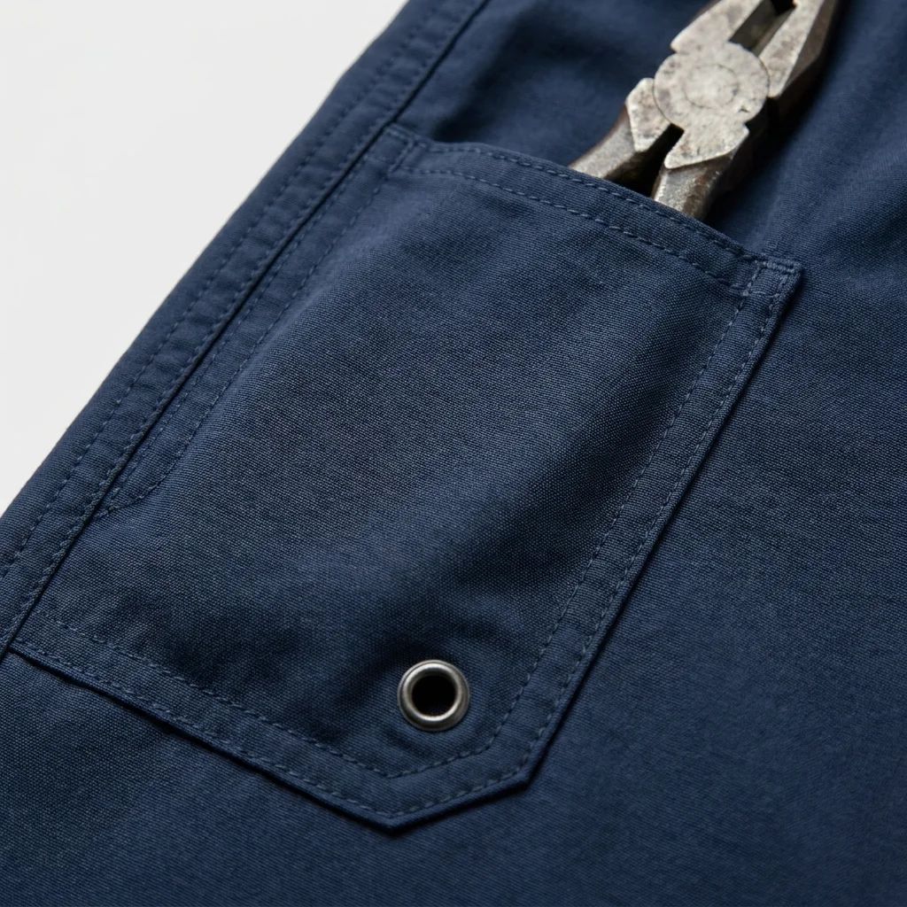 Right-thigh pliers pocket placement closeup