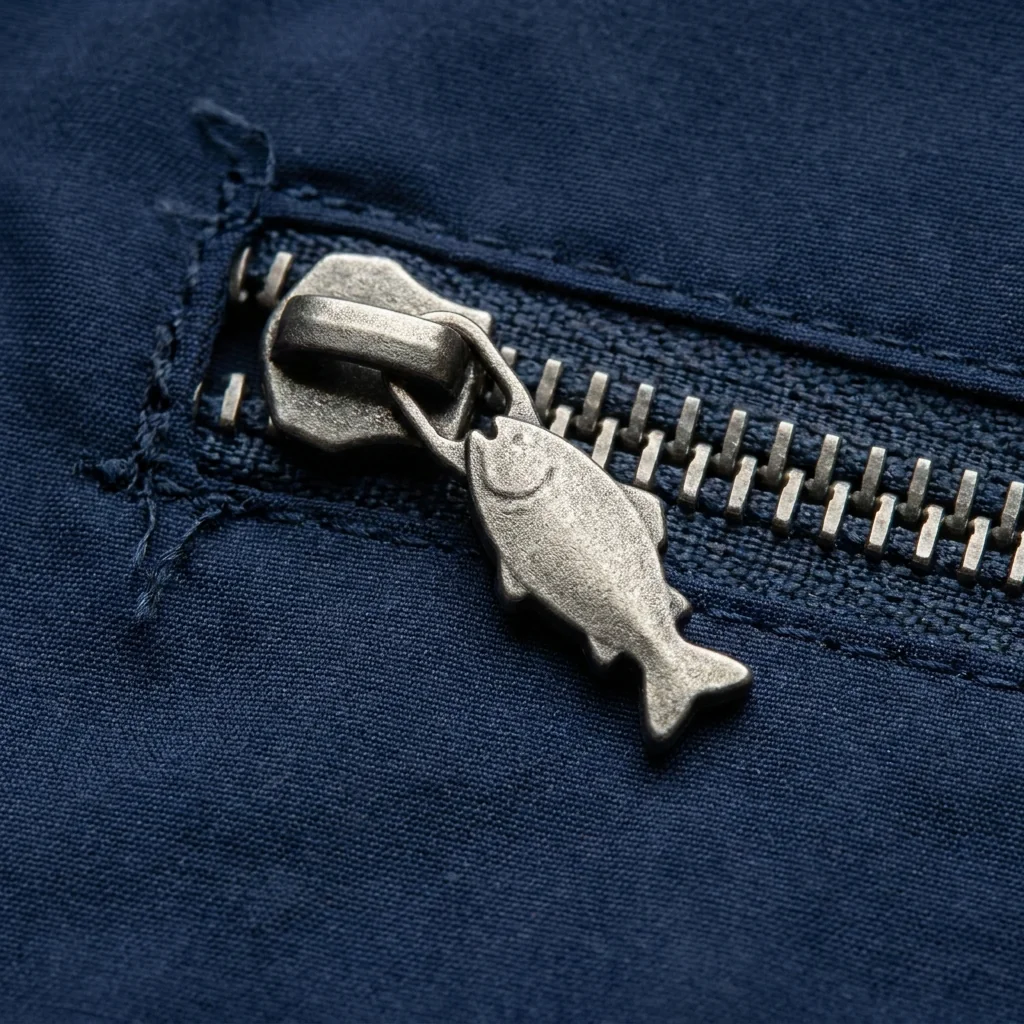 Zipper security pocket macro detail