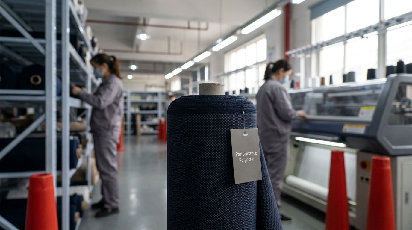 Close-up of soft performance polyester fabric texture