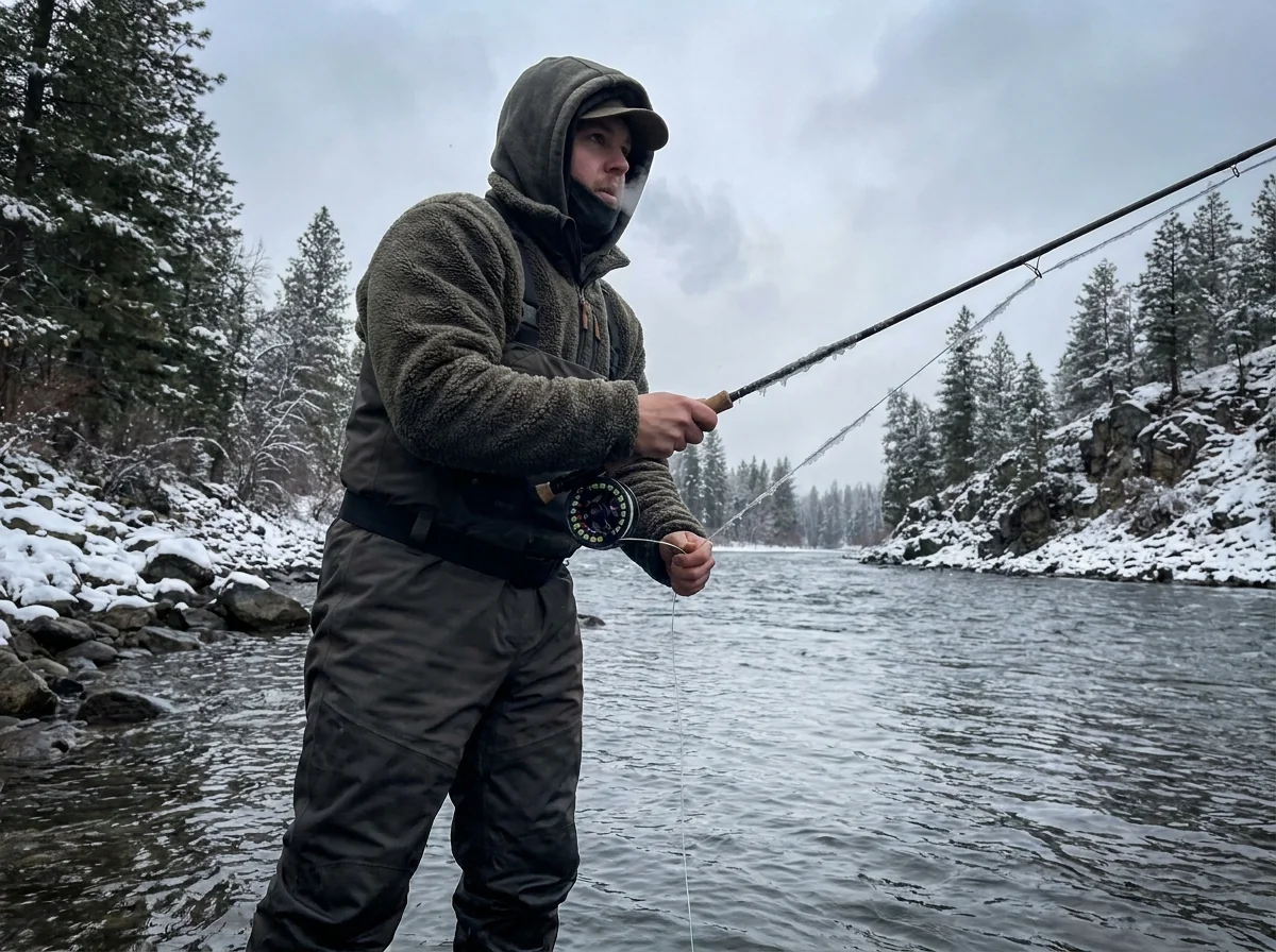 Cold weather steelhead fly fishing scenario