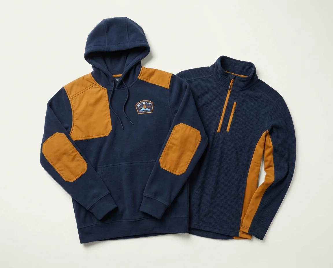 Custom fleece hoodies and mid-layers for ice fishing