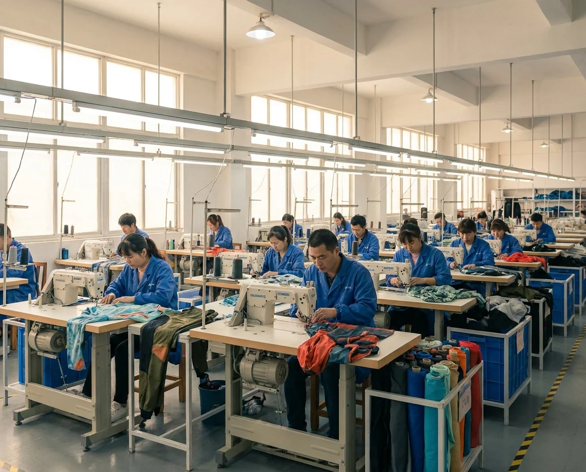 CustomFishingWear saltwater apparel cut-and-sew factory floor